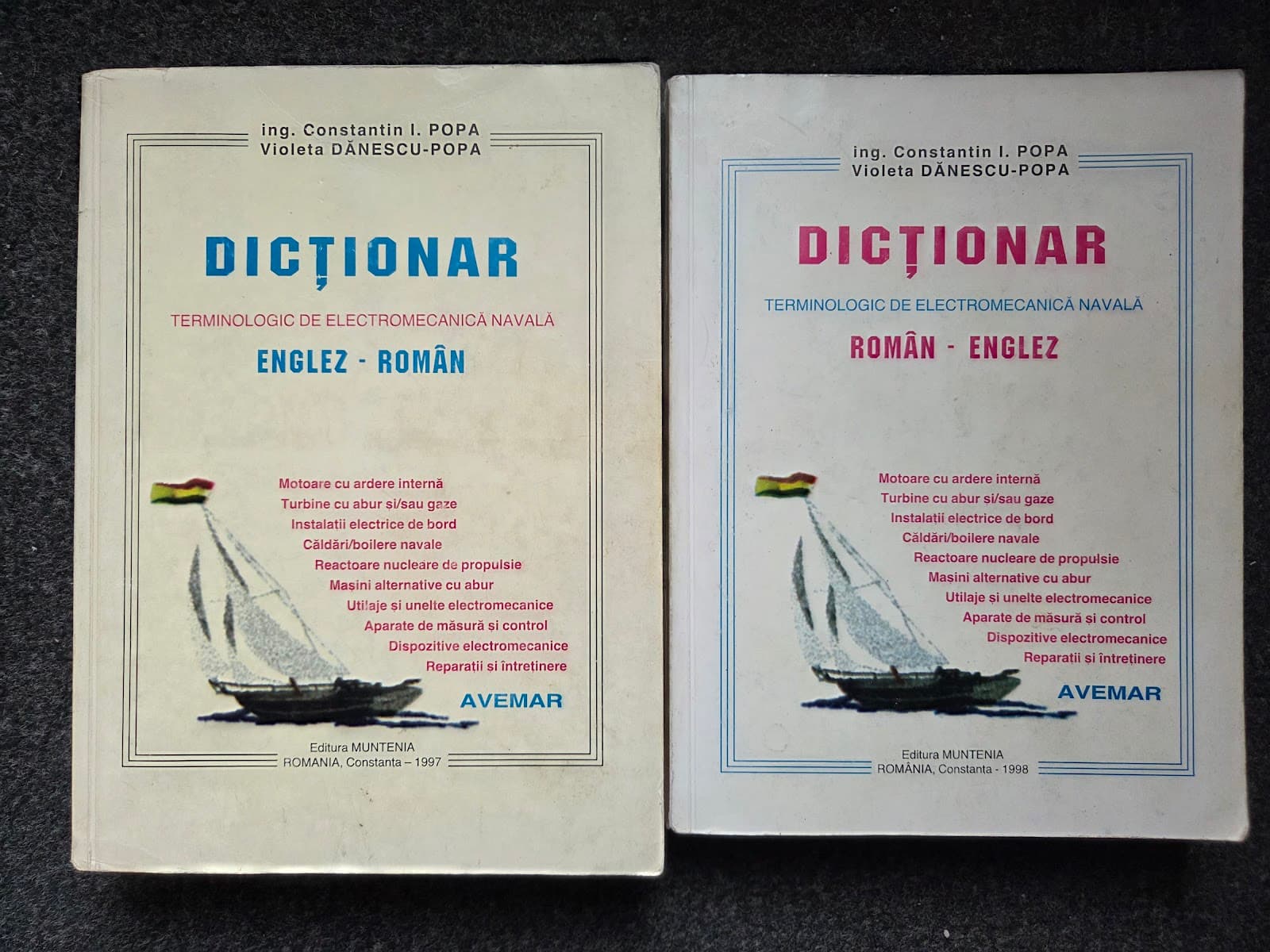 DICTIONAR TERMINOLOGIC ELECTROMECANICA NAVALA Englez-Roman * Roman-Englez (2 vol)